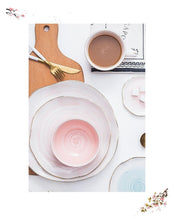 Load image into Gallery viewer, Pink blue ceramic tableware