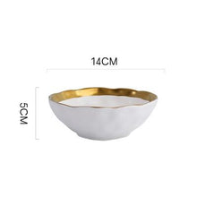 Load image into Gallery viewer, Round white black ceramic salad bowl