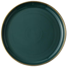 Load image into Gallery viewer, Dark green gilt ceramic plate